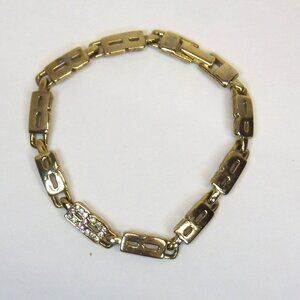 Letter 'B' Initial Tennis Bracelet Gold Tone Rhinestone Accent Bracelet Stack